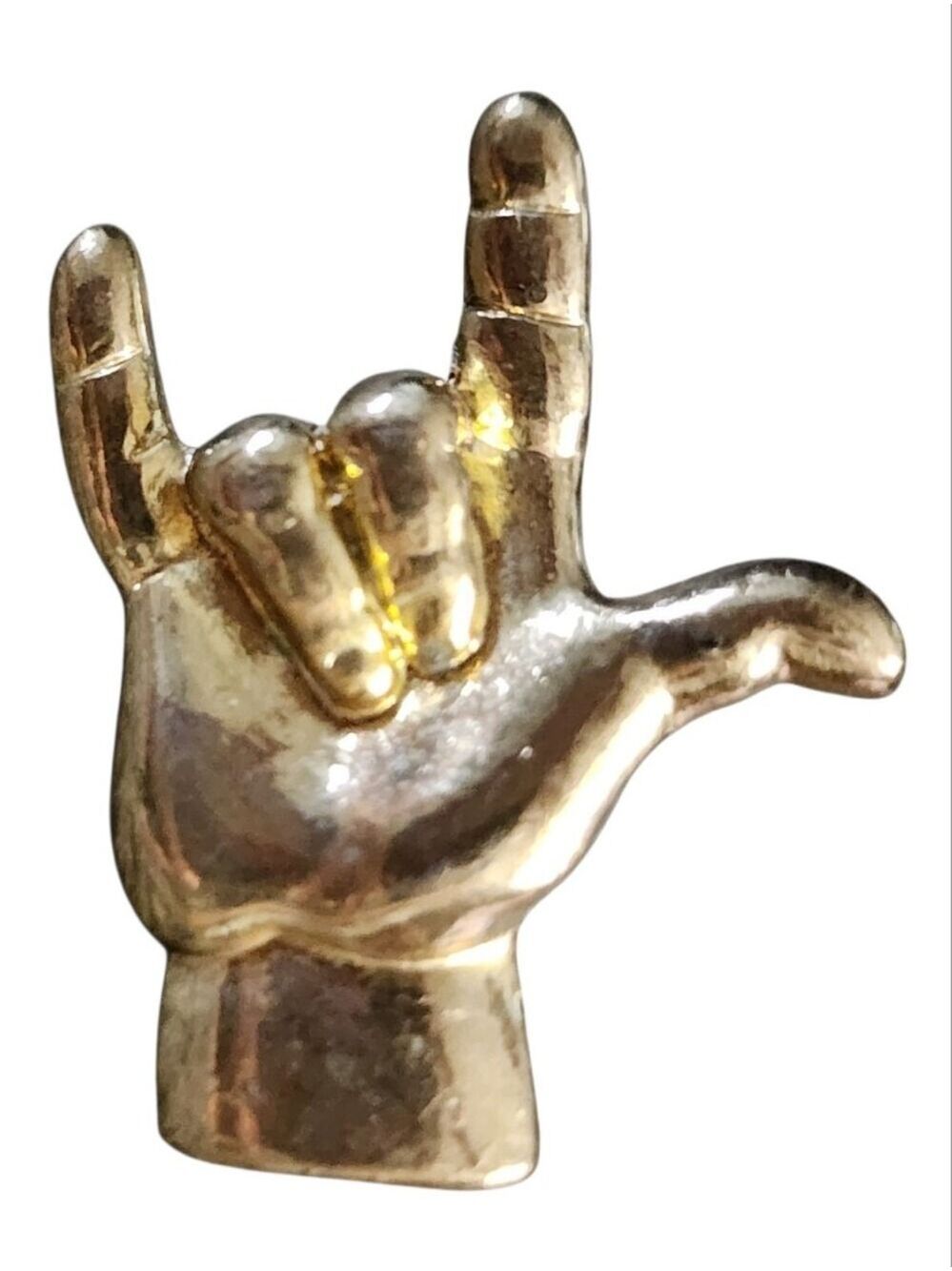 Vintage Goldtone Hand Pin ASL I Love You